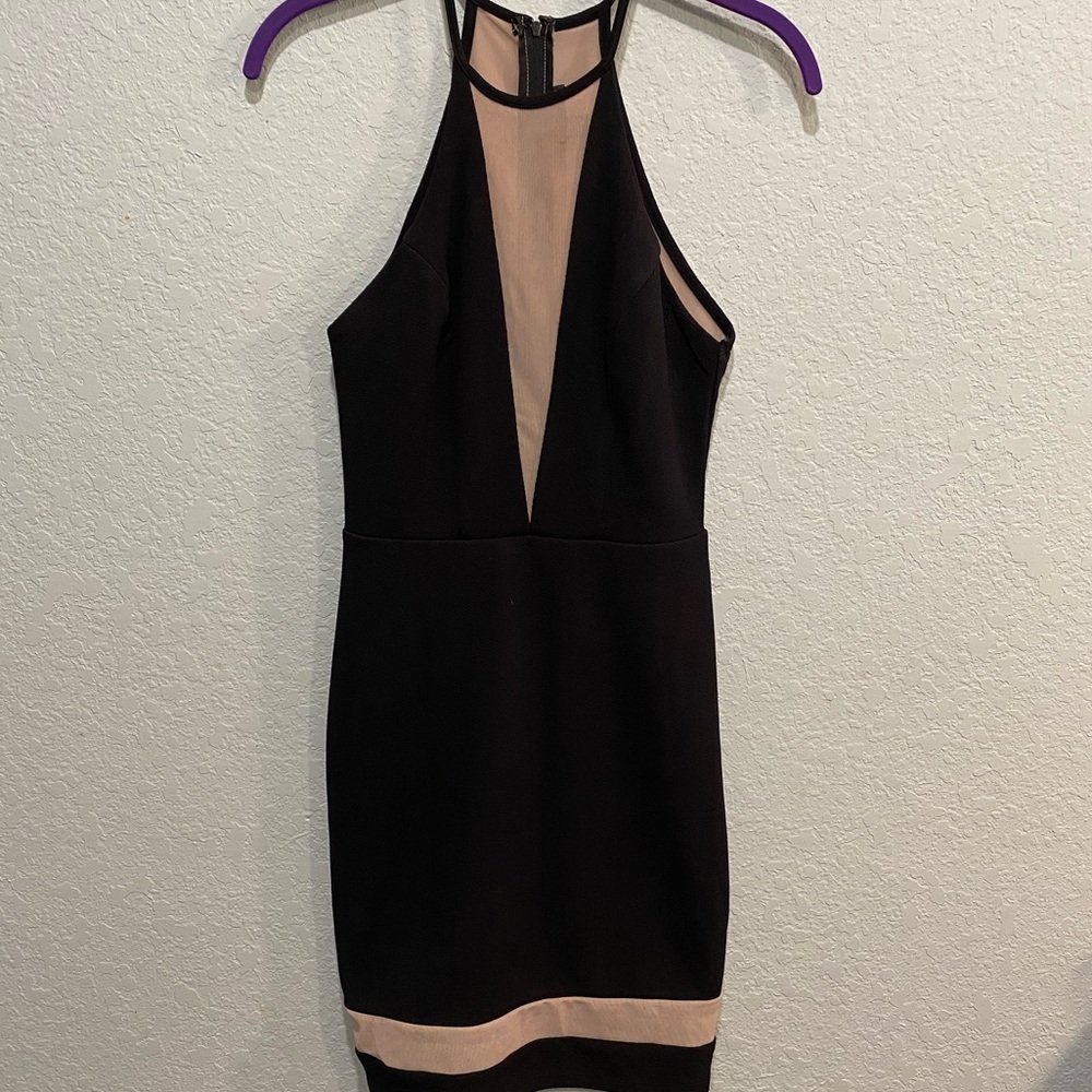 City Studio Black and nude Body con dress